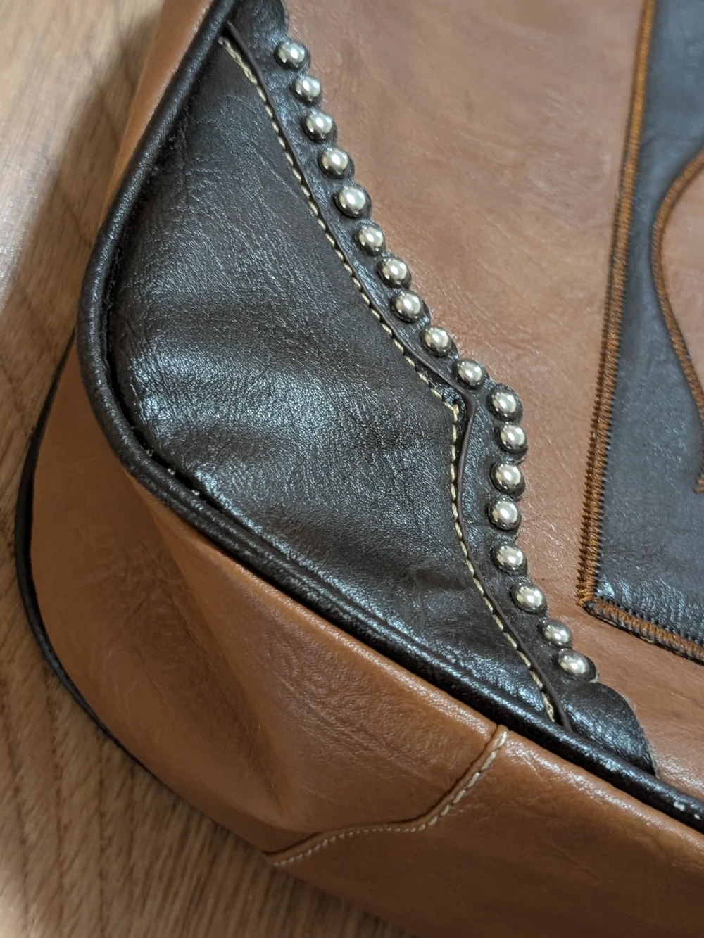 Y2K Women's Brown Embellished Cross Hobo Bag